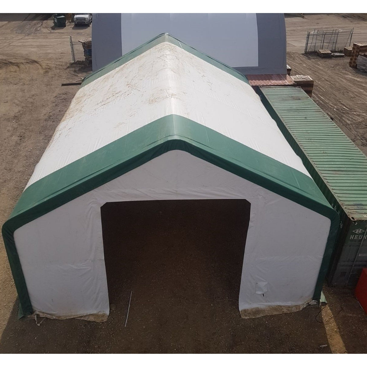 Chery Industrial Gold Mountain Double Truss Arch Storage Shelter 30′ W × 60′ L × 20′ H