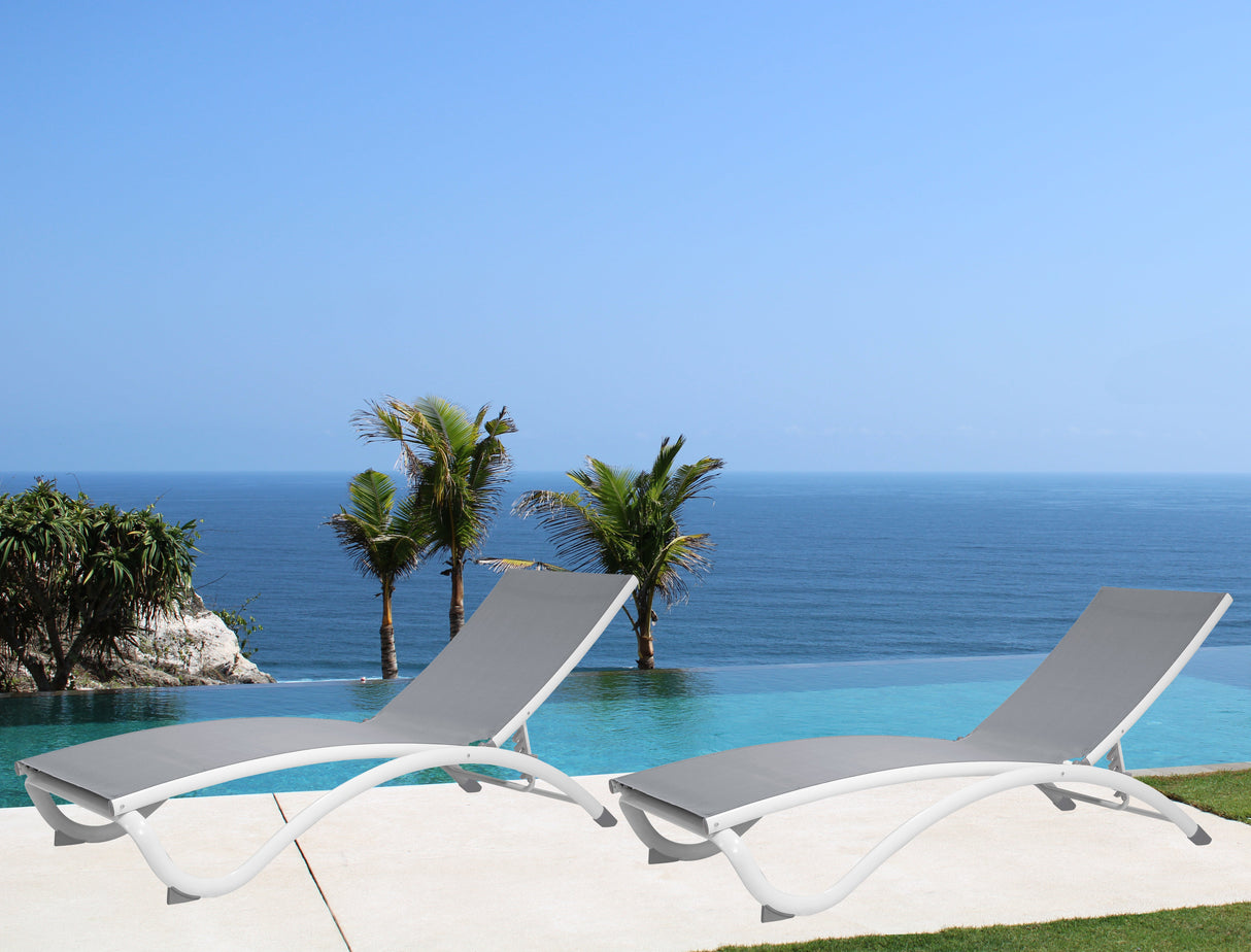 Arch Set of 2 Stackable Grey Sling Chaise Longer