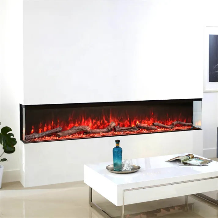 HearthArtSinn Luminex Modern 3D Insertable Electric Fireplace with Logs and Crystals