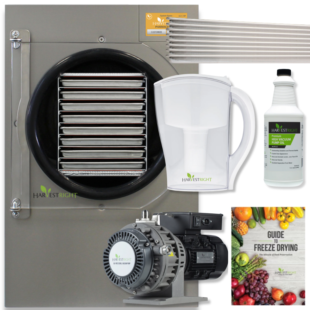 Harvest Right Large Pharmaceutical Pro Freeze Dryer with Oil Free Vacuum Pump and 8 Trays in Stainless Steel