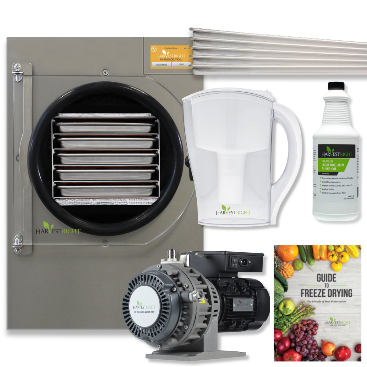 Harvest Right Small Pharmaceutical Pro Freeze Dryer with Oil Free Vacuum Pump and 5 Trays in Stainless Steel