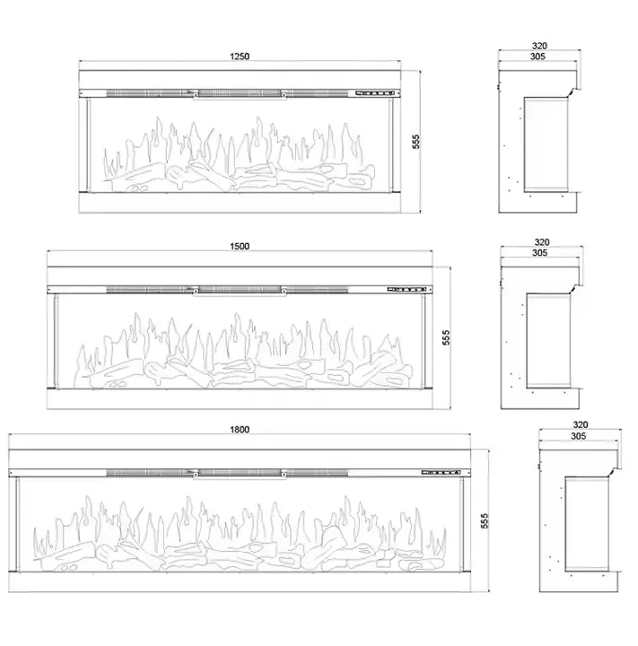 HearthArtSinn Luminex Modern 3D Insertable Electric Fireplace with Logs and Crystals
