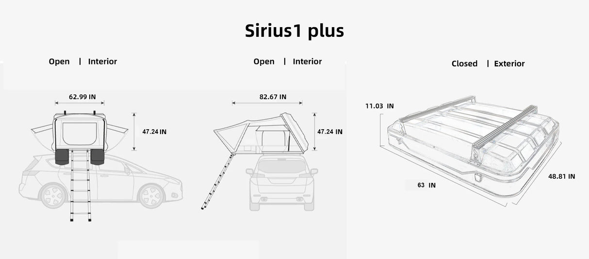 Naturnest Sirius 1 Plus Clamshell 2–3 Person Car Rooftop Tent