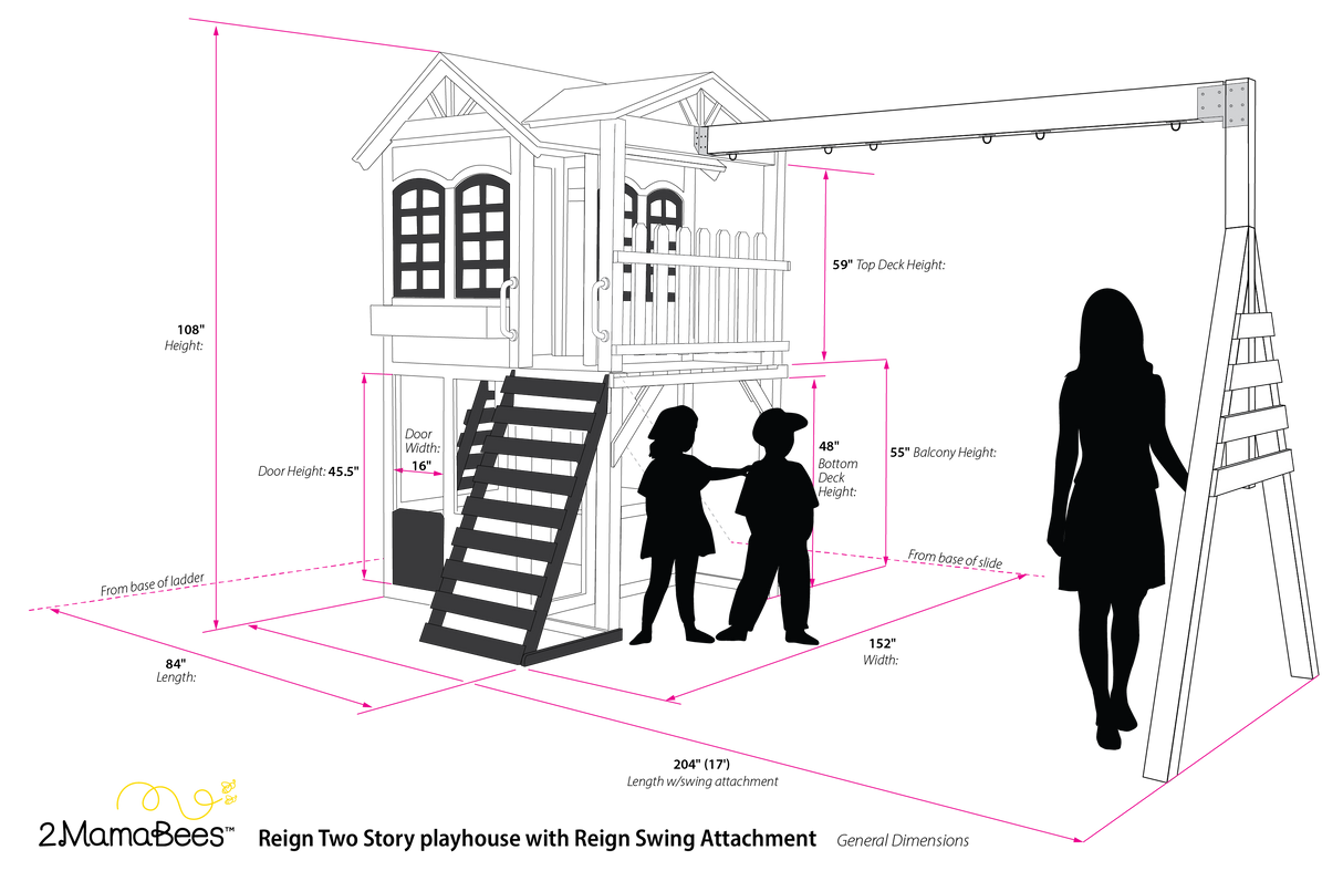 2MamaBees Reign Two Story Playhouse Custom Color