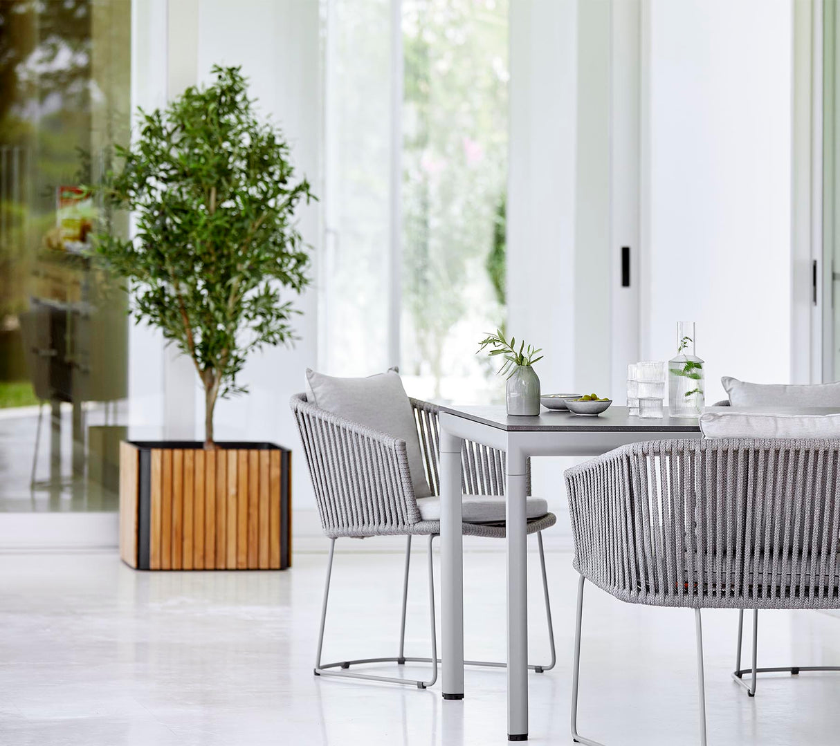 Combine Square Teak & Aluminium Outdoor Planter 5703TAL
