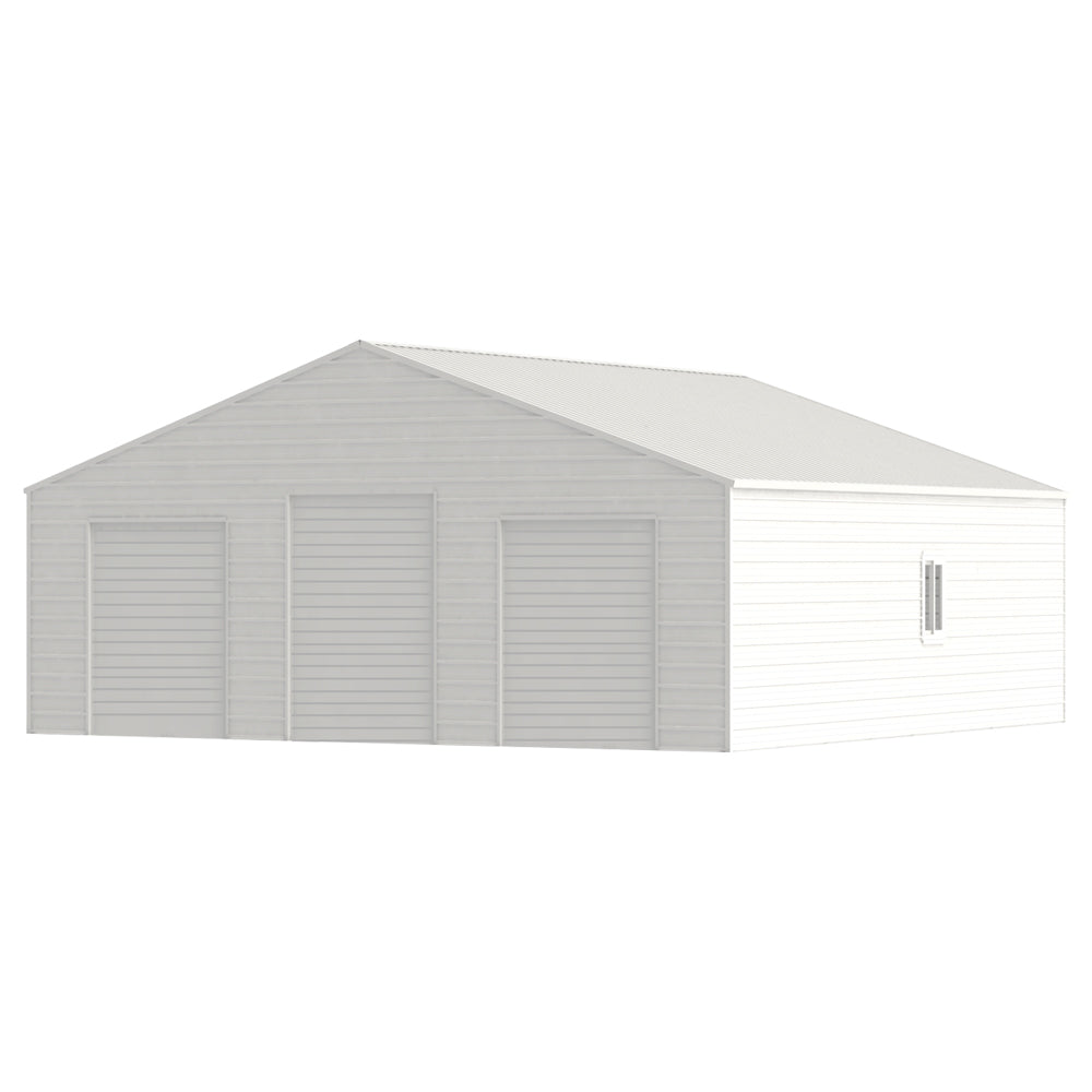 39FT × 39FT Metal Barn Heavy-Duty Steel Building with 3 Rolling Doors