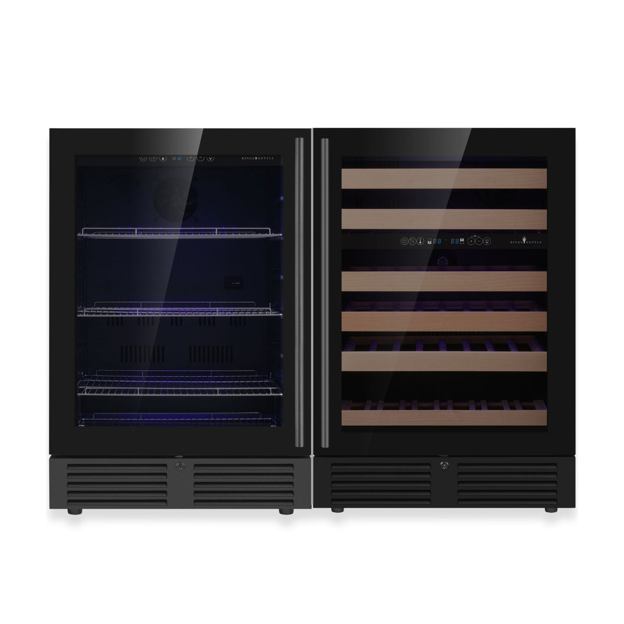 KingsBottle 48" Ultimate Under Bench Wine Fridge and Bar Refrigerator Combo with 3 Temp. Zones