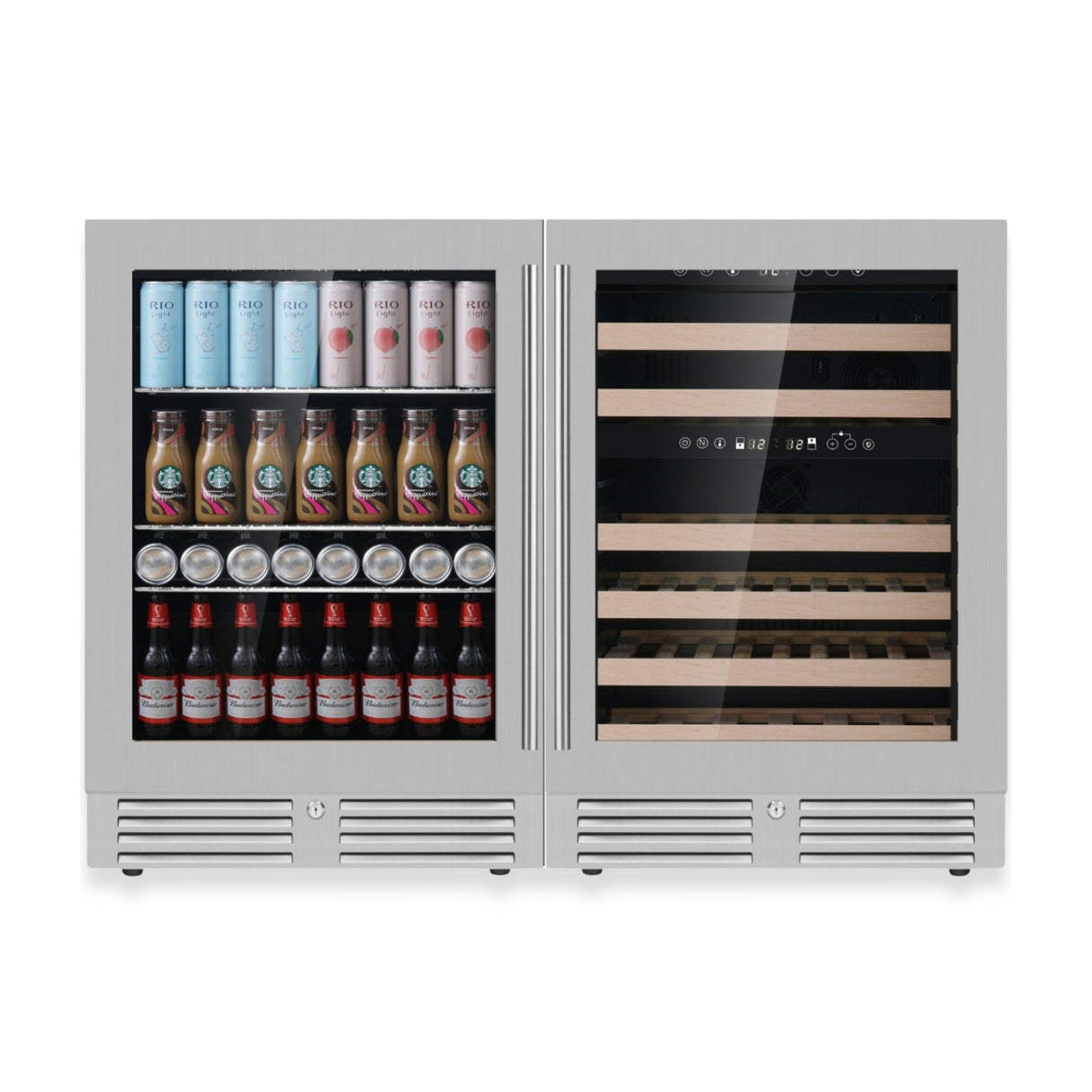 KingsBottle 48" Ultimate Under Bench Wine Fridge and Bar Refrigerator Combo with 3 Temp. Zones