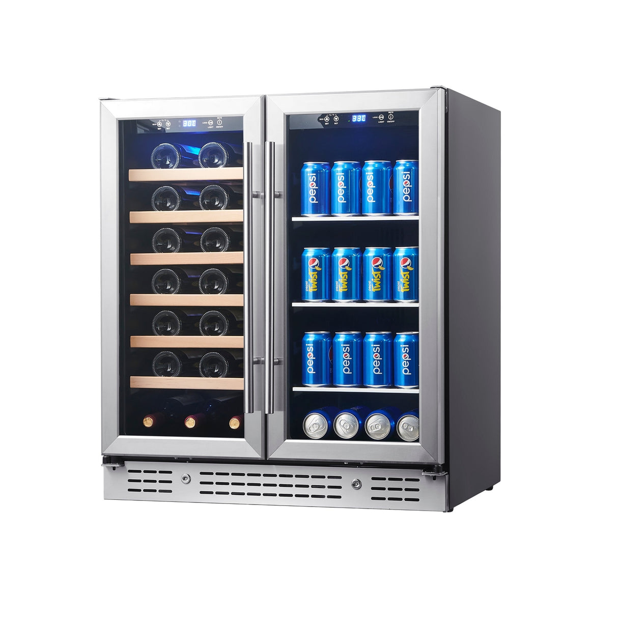 KingsBottle 30-inch Combination Beer and Wine Cooler with Low-E Glass Door