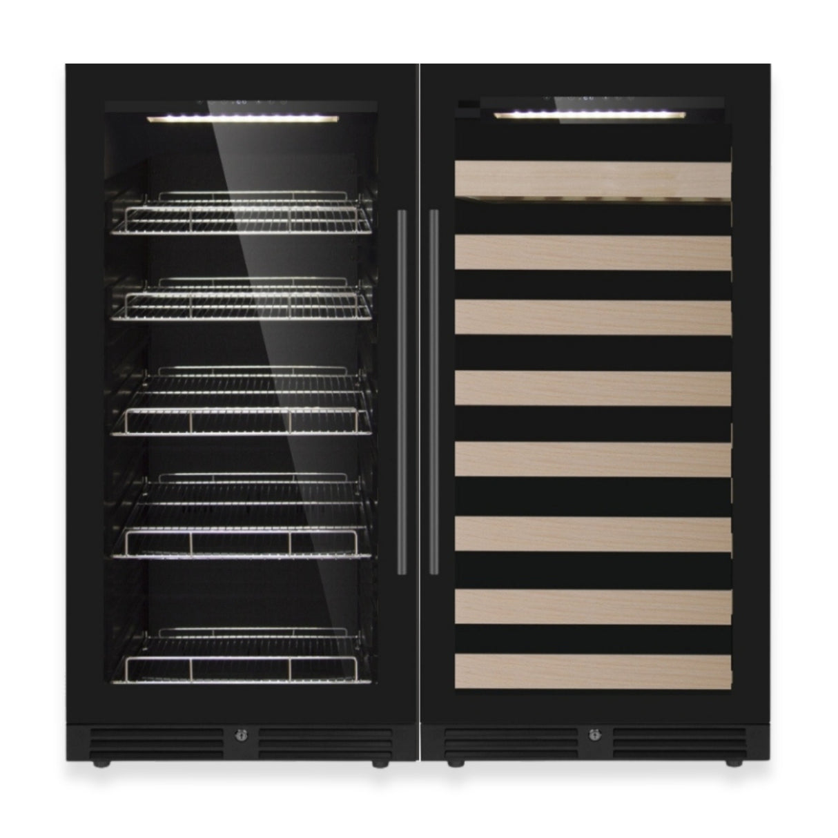 KingsBottle 47" High Upright Wine & Beverage Refrigerator Combo with Low-E Glass Door