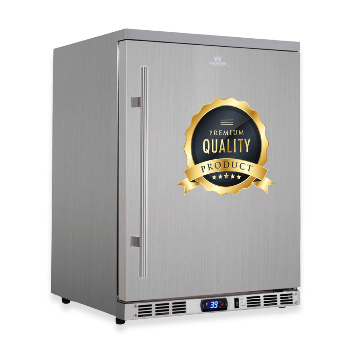 KingsBottle 24-Inch Outdoor Beverage Refrigerator with Solid Stainless Steel Door