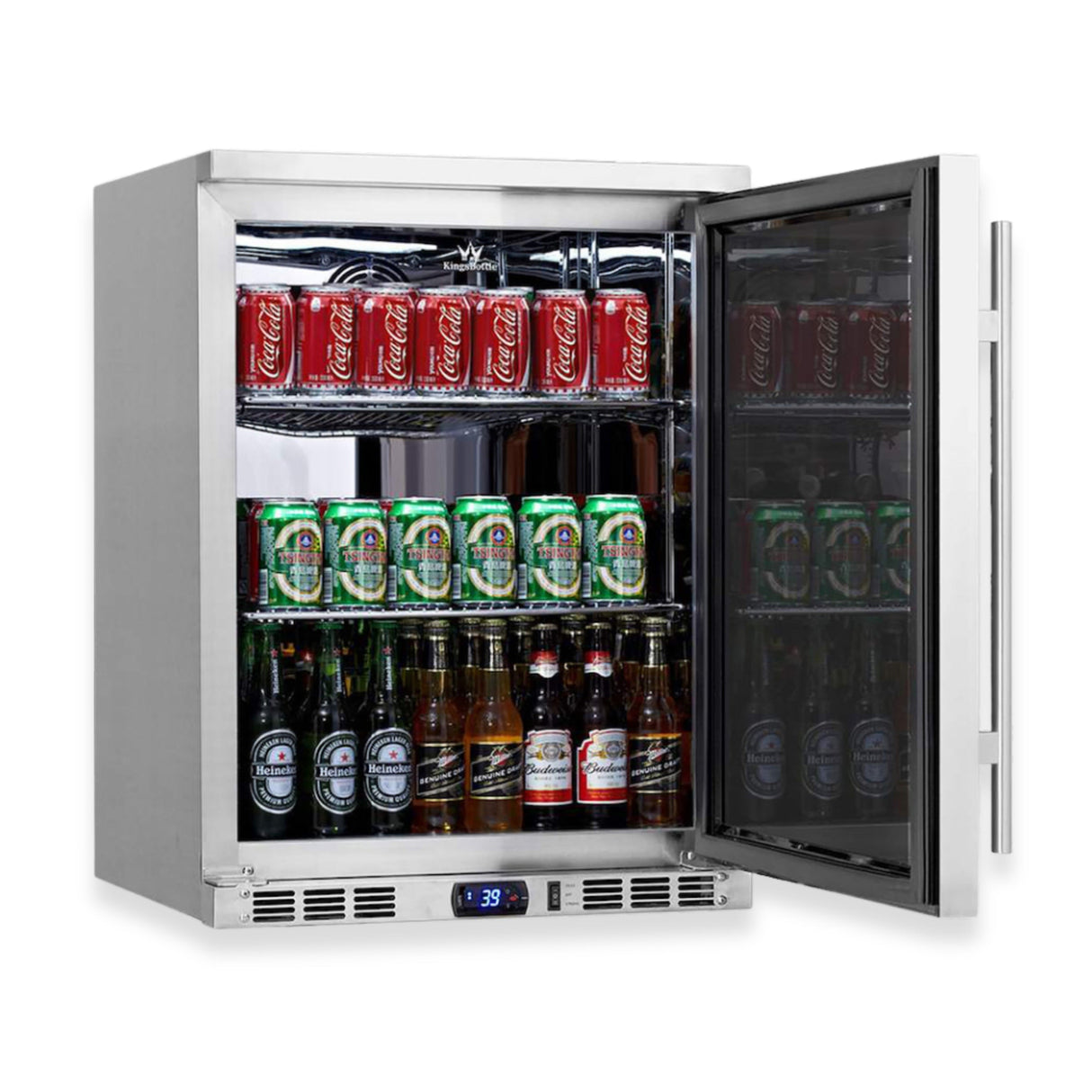 KingsBottle 24-Inch Outdoor Beverage Refrigerator with Solid Stainless Steel Door