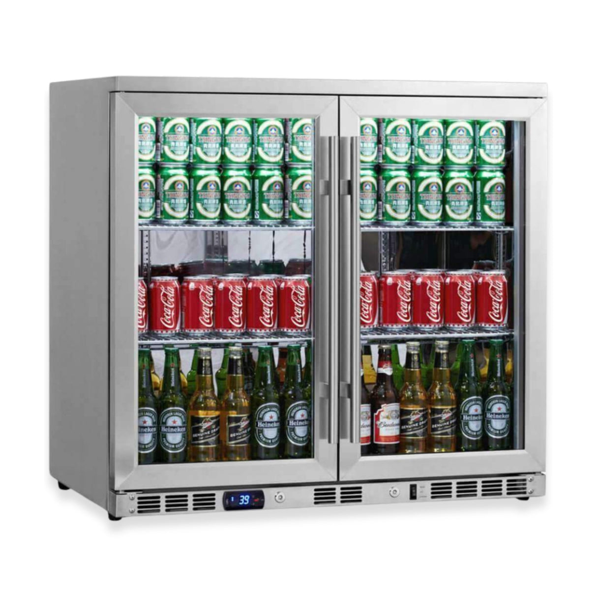 KingsBottle 36-Inch Heating Glass Dual Door Built In Beverage Fridge