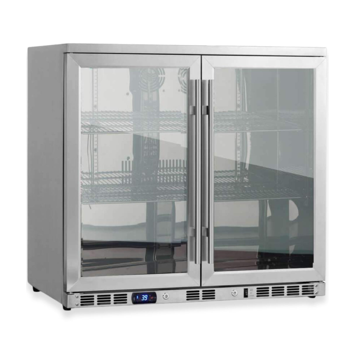 KingsBottle 36-Inch Heating Glass Dual Door Built In Beverage Fridge