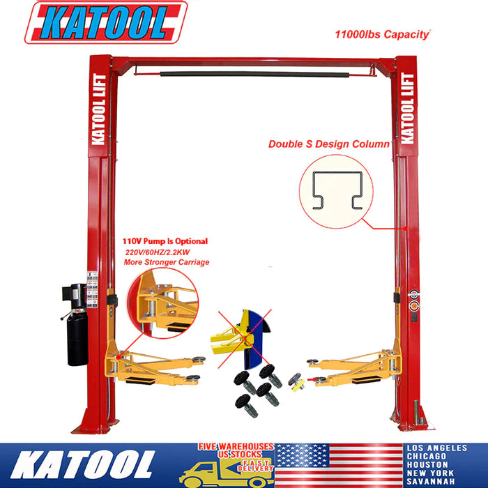 Katool Two Post Clear-floor Vehicle Lift 11000lbs KT-M110