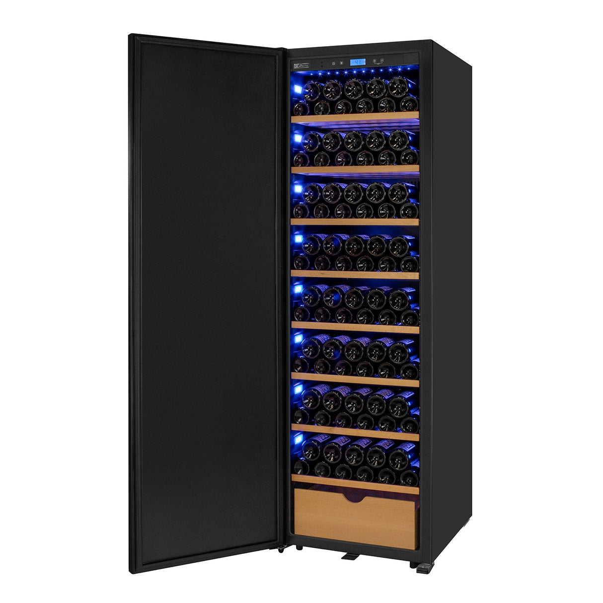 Allavino 76.5″ Tall Single Zone Wine Vault Solid Black Left Hinge Door Wine Refrigerator