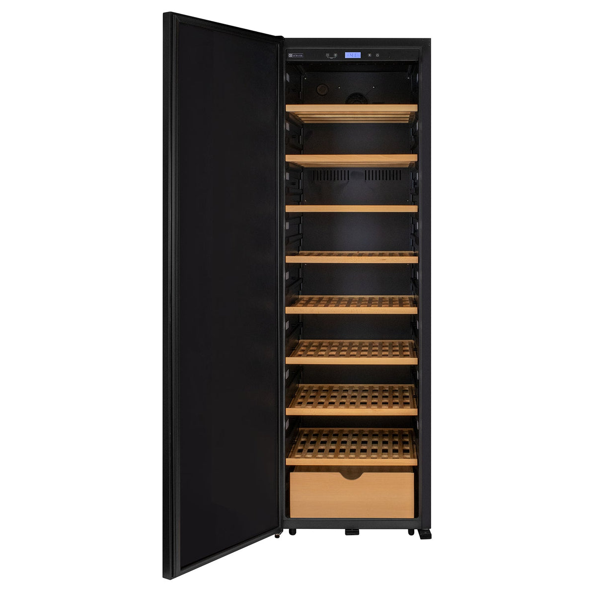 Allavino 76.5″ Tall Single Zone Wine Vault Solid Black Left Hinge Door Wine Refrigerator