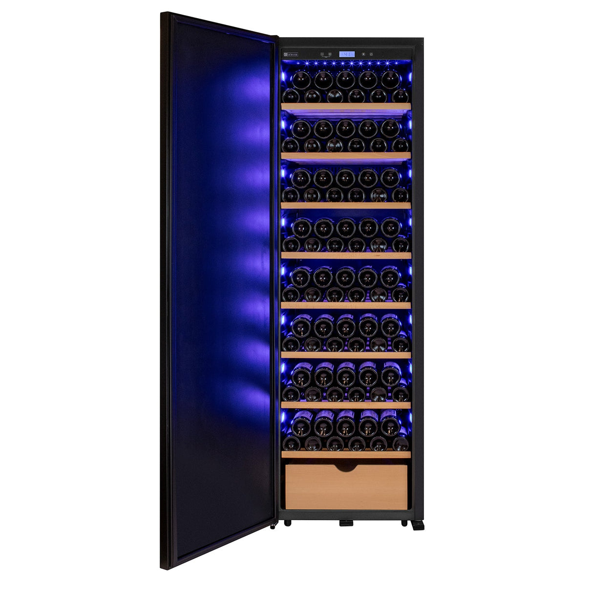 Allavino 76.5″ Tall Single Zone Wine Vault Solid Black Left Hinge Door Wine Refrigerator