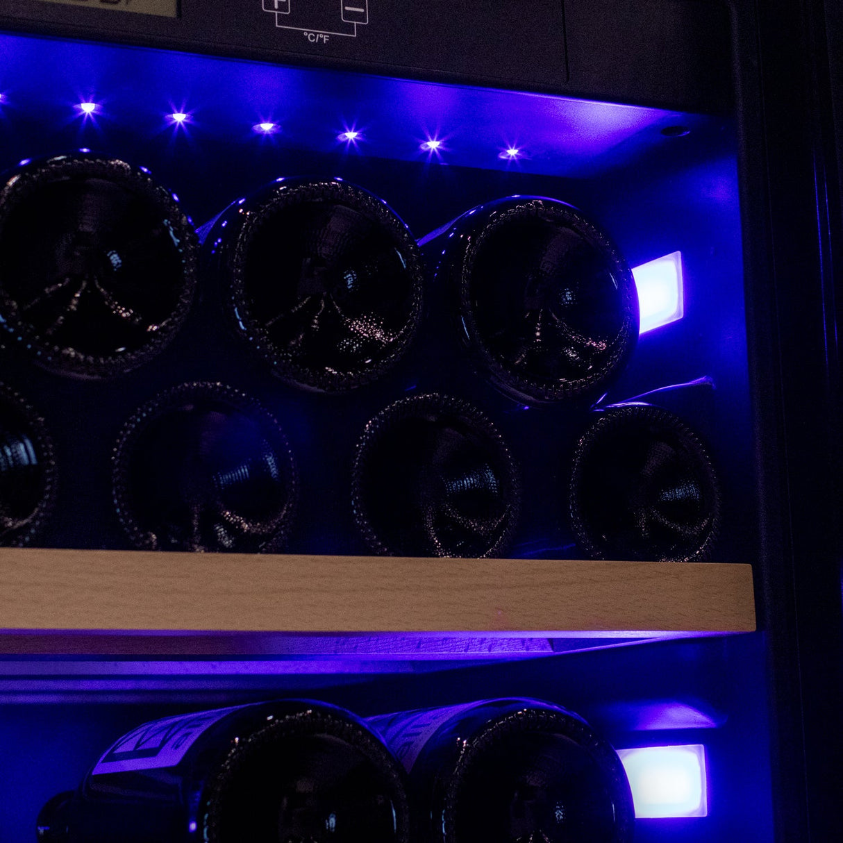 Allavino 76.5" Tall Side-by-Side Wine Vault with Solid Black Doors Dual Zone Wine Refrigerator
