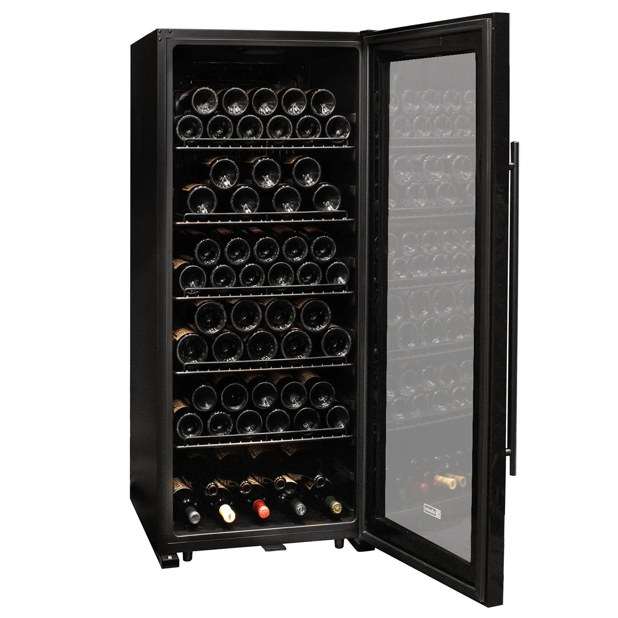 Allavino Contemporary 102 Bottle Single Zone Freestanding Wine Refrigerator with Black Glass Door KWR102S-1BGR