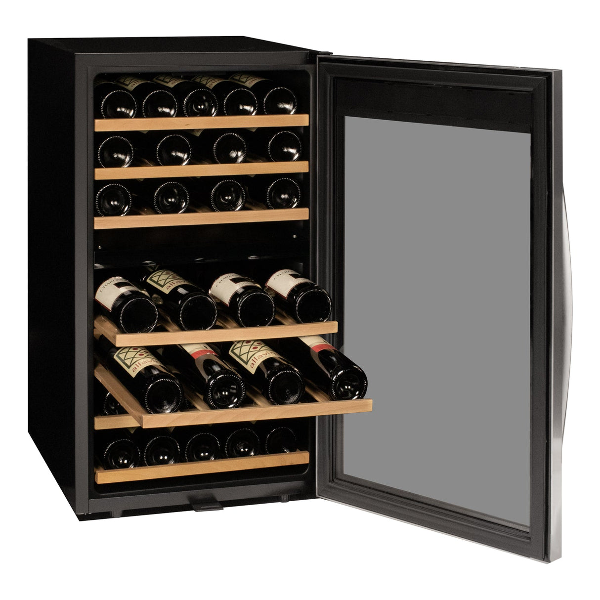 Allavino Cascina Series 43 Bottle Dual Zone Freestanding Wine Refrigerator Cooler with Stainless Steel Door Right Hinge KWR43D-2SR
