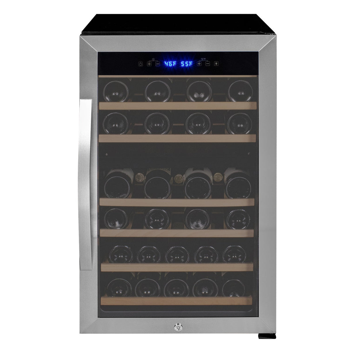 Allavino Cascina Series 43 Bottle Dual Zone Freestanding Wine Refrigerator Cooler with Stainless Steel Door Right Hinge KWR43D-2SR