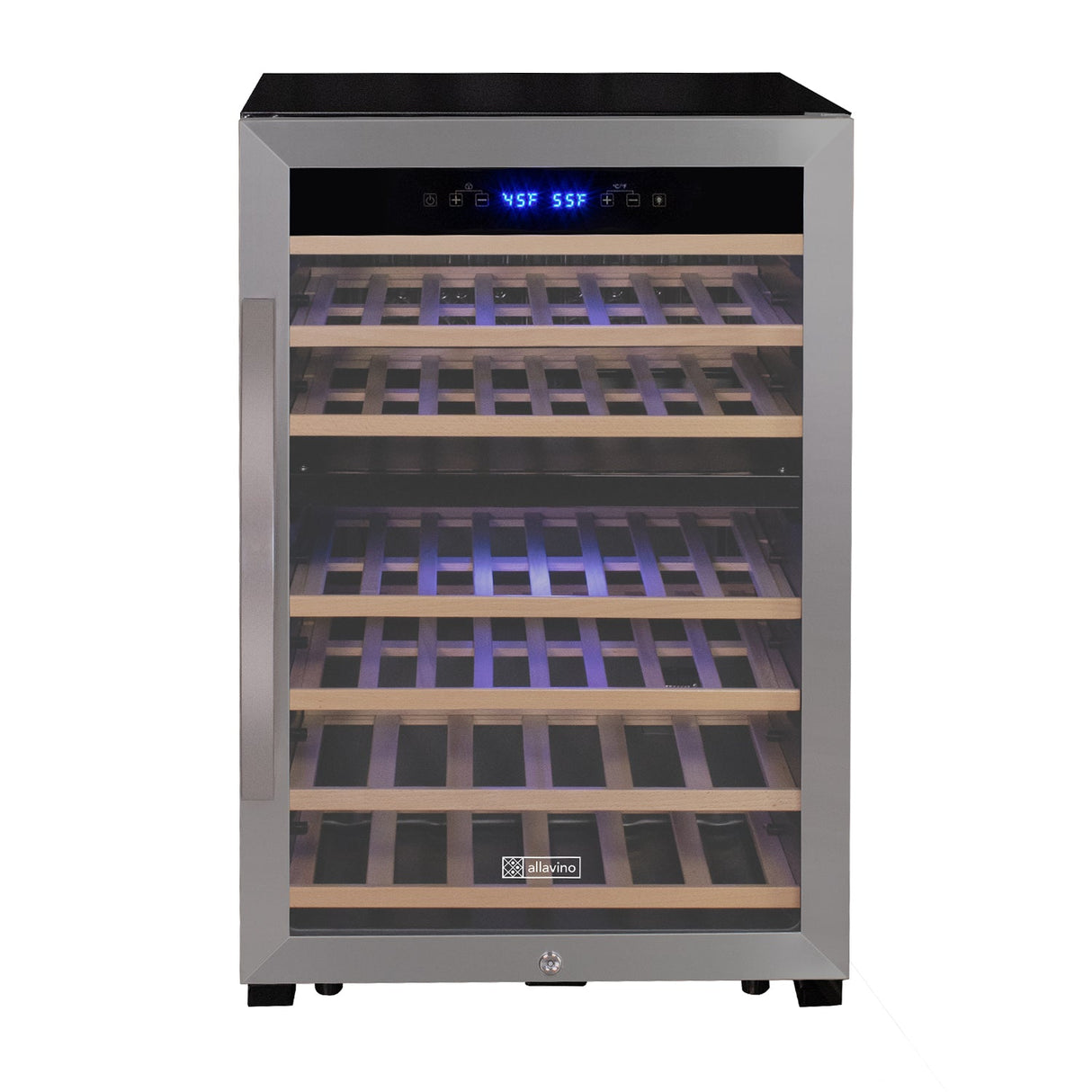 Allavino Cascina Series 47 Bottle Dual Zone Freestanding Wine Cooler Refrigerator with Stainless Steel Door Right Hinge KWR47D-2SR