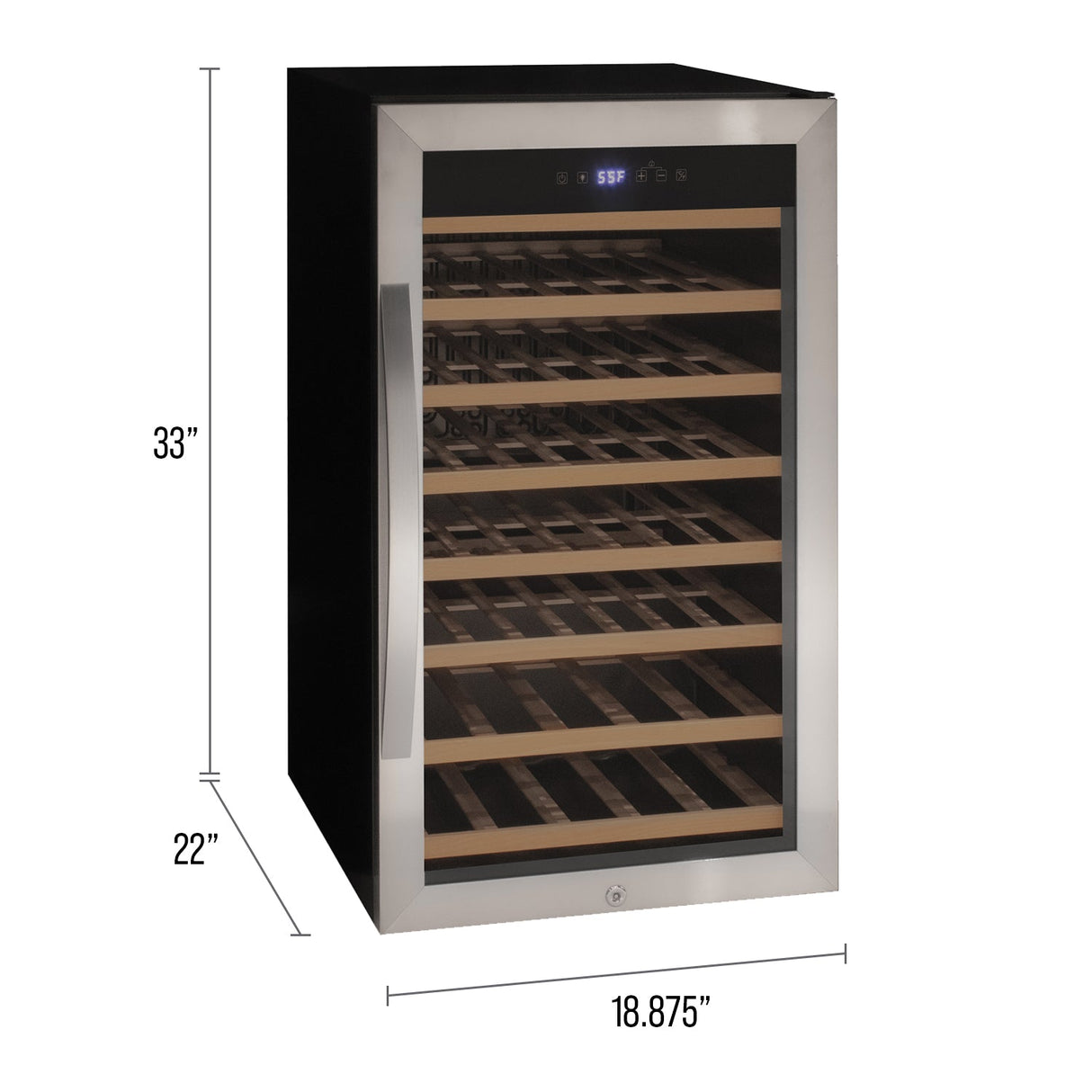 Allavino Cascina Series 50 Bottle Single Zone Freestanding Wine Cooler Refrigerator with Stainless Steel Door Right Hinge KWR50S-1SR