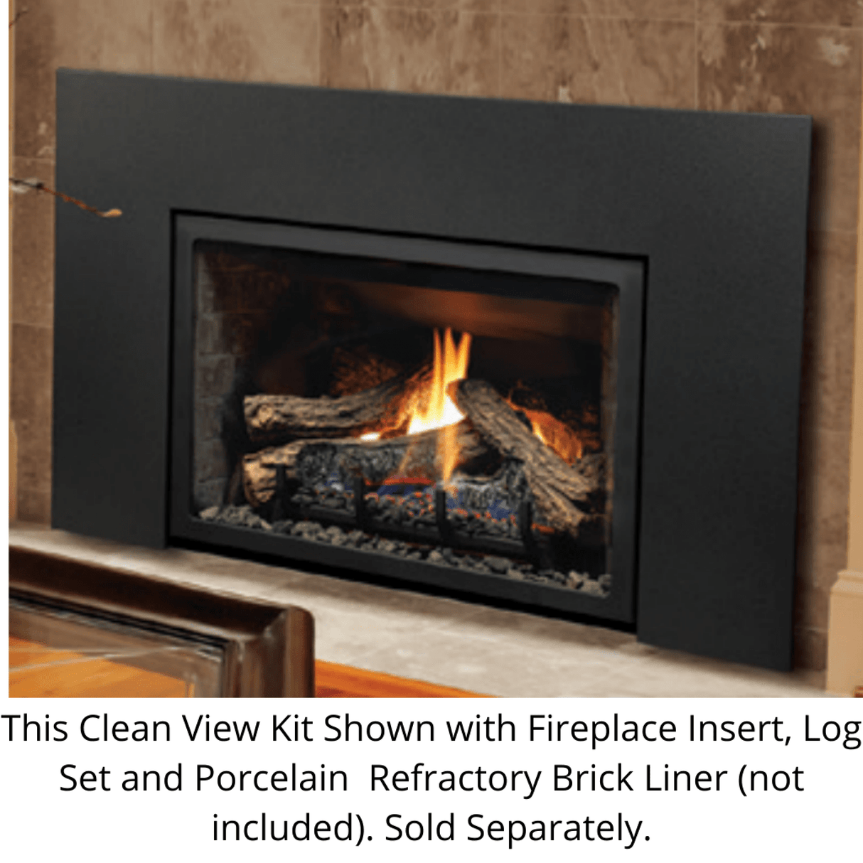 Kingsman I26CV2BL 45" x 27" Black Clean View Wide Front for IDV26 Fireplace Insert