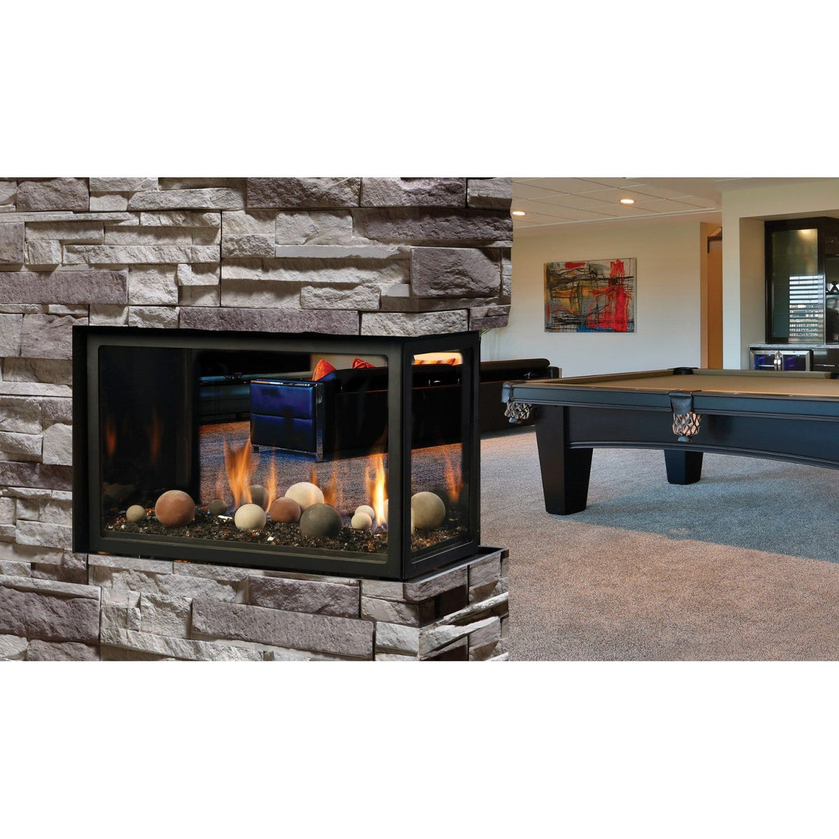 Kingsman MCVP42H 43" Multi Sided Clean View Intermittent Pilot Control, Natural Gas Direct Vent Peninsula Fireplace
