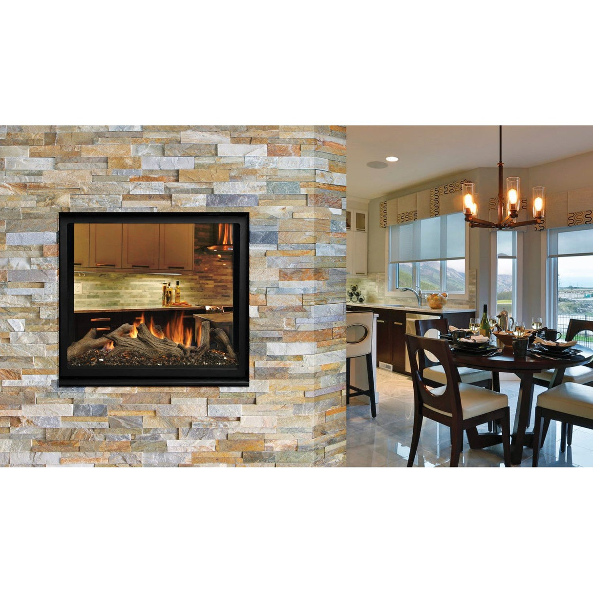 Kingsman MCVST42 43" Intermittent Pilot Propane Direct Vent See-Through Fireplace MCVST42LPE