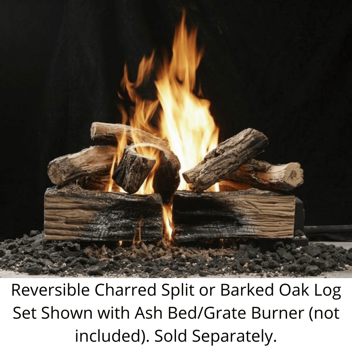 Kingsman VLOG24 24" Reversible Charred Split or Barked Oak Log Set