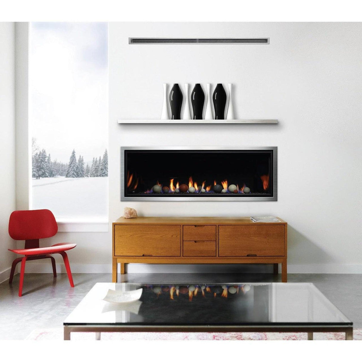 Kingsman ZCVRB60 60" Millivolt Natural Gas Zero Clearance Direct Vent Linear Fireplace
