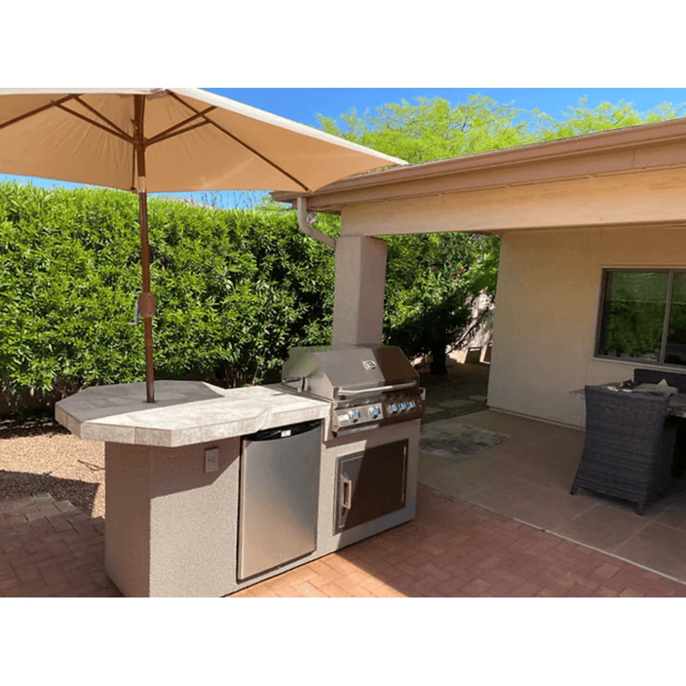 KoKoMo Grills Poly 7'6" BBQ Island with Octagon Bar on Three Sides and Built in BBQ Grill