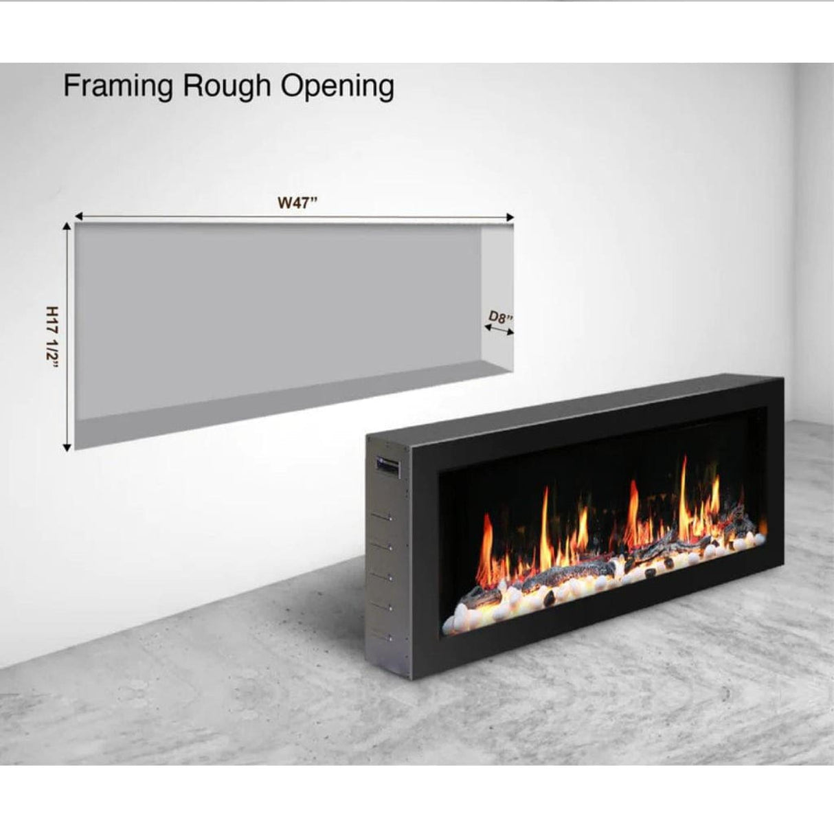 Litedeer Homes Gloria II 48" Smart Wall Mounted Electric Fireplace with App Driftwood Log & River Rock ZEF48XS