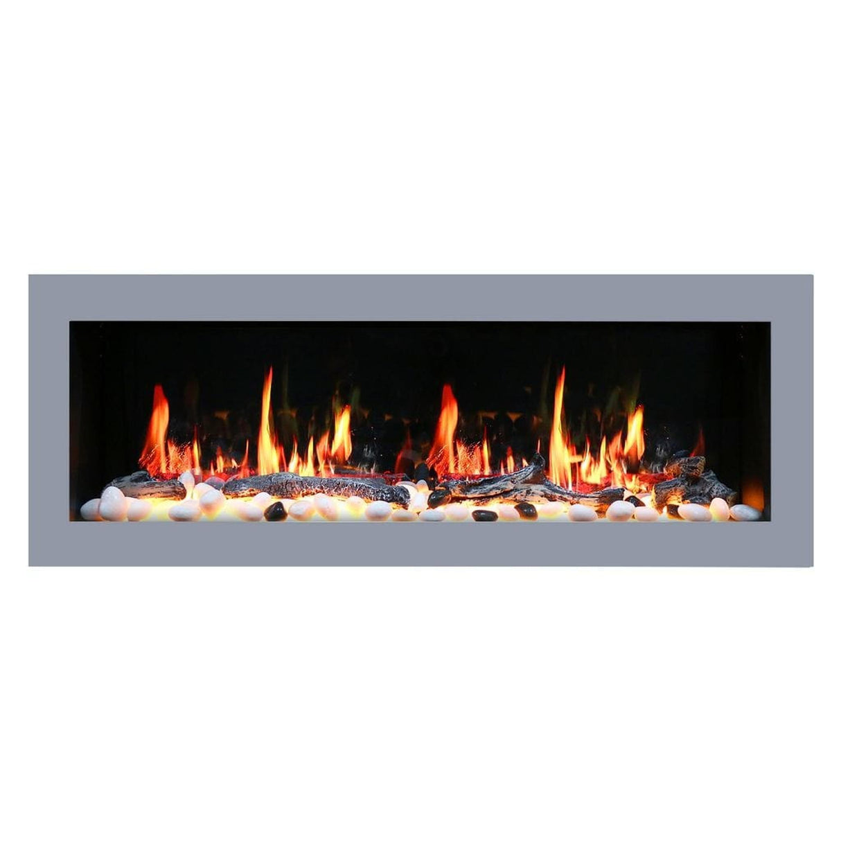 Litedeer Homes Gloria II 48" Smart Wall Mounted Electric Fireplace with App Driftwood Log & River Rock ZEF48XS