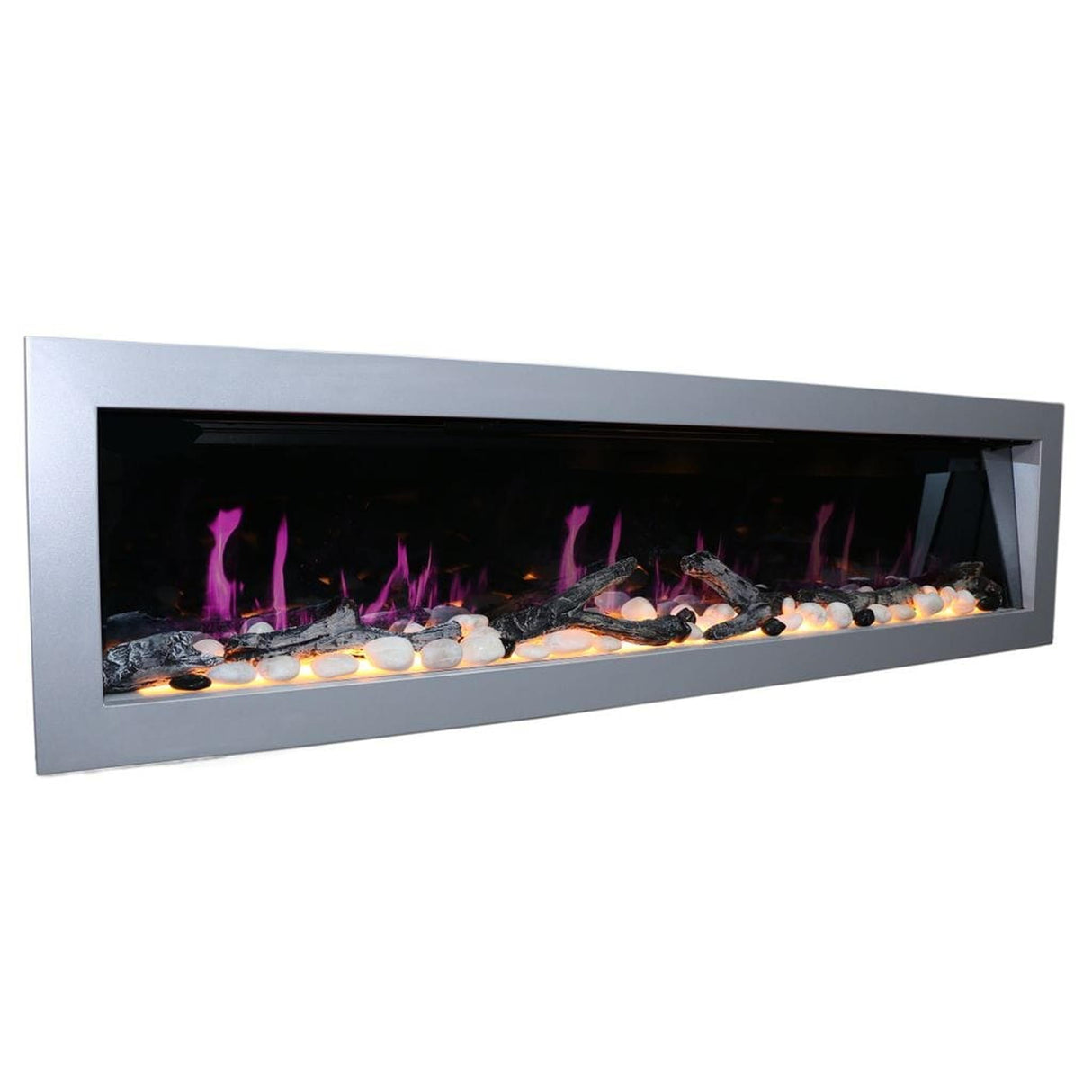 Litedeer Homes Gloria II 68" Smart Electric Fireplace with App Driftwood Log & River Rock ZEF68XS