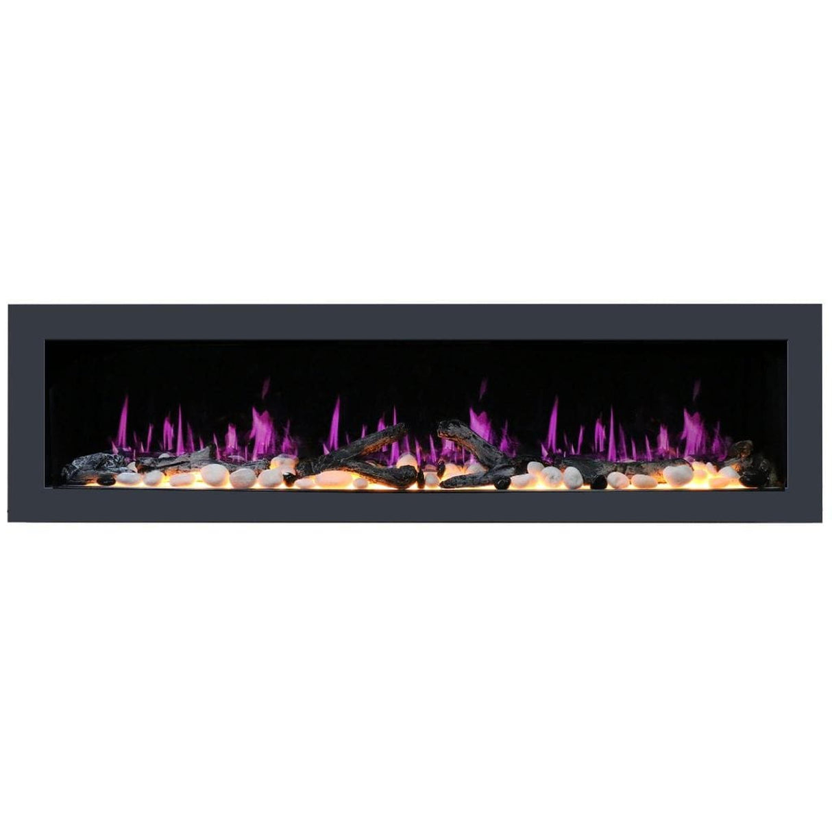Litedeer Homes Latitude II 68" Smart Electric Fireplace with Multi-flame Style APP Driftwood Log & River Rock ZEF68X