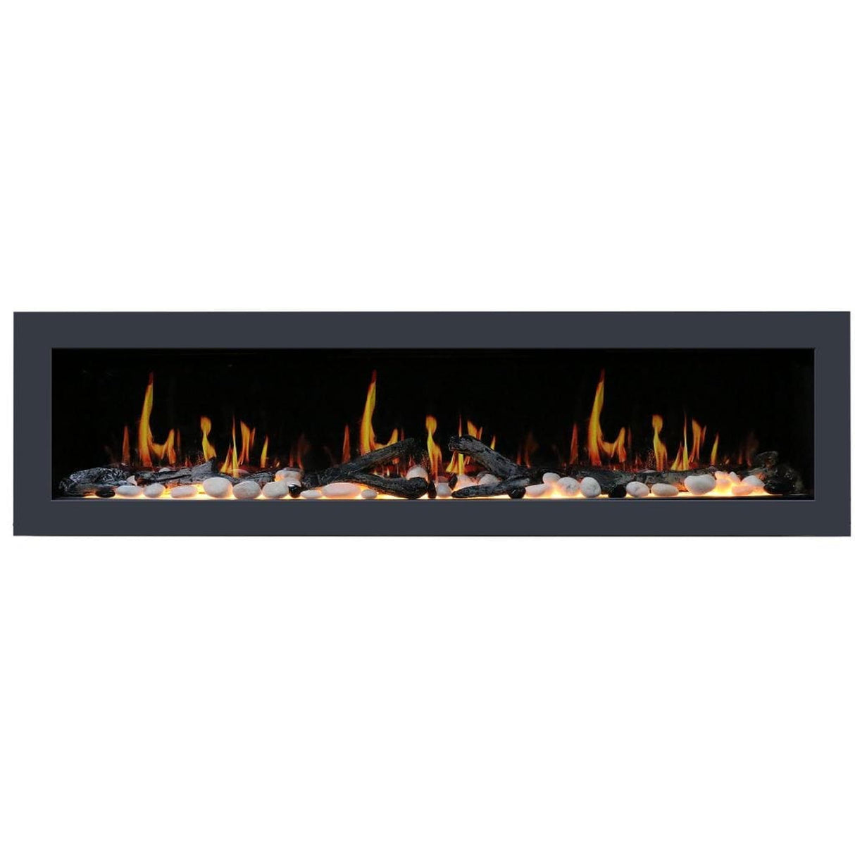 Litedeer Homes Latitude II 68" Smart Electric Fireplace with Multi-flame Style APP Driftwood Log & River Rock ZEF68X