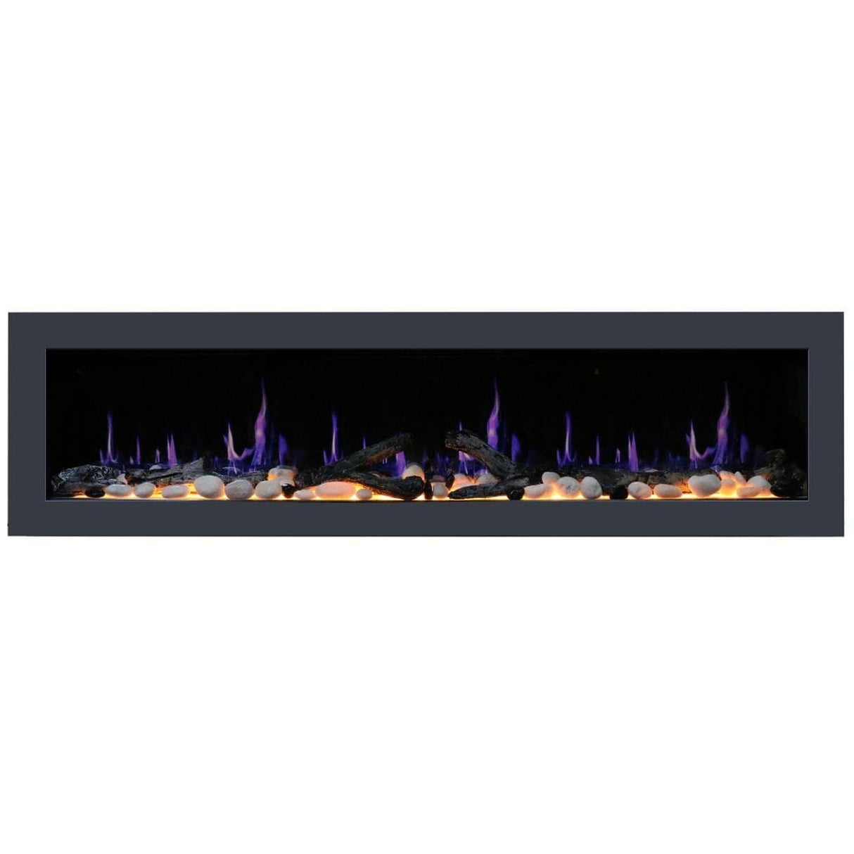 Litedeer Homes Latitude II 68" Smart Electric Fireplace with Multi-flame Style APP Driftwood Log & River Rock ZEF68X