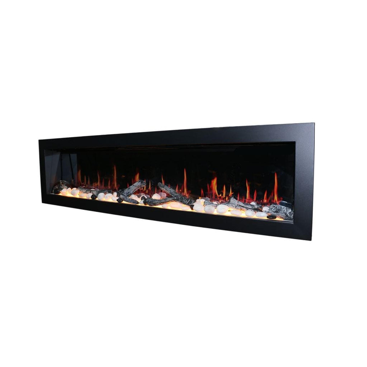 Litedeer Homes Latitude II 68" Smart Electric Fireplace with Multi-flame Style APP Driftwood Log & River Rock ZEF68X
