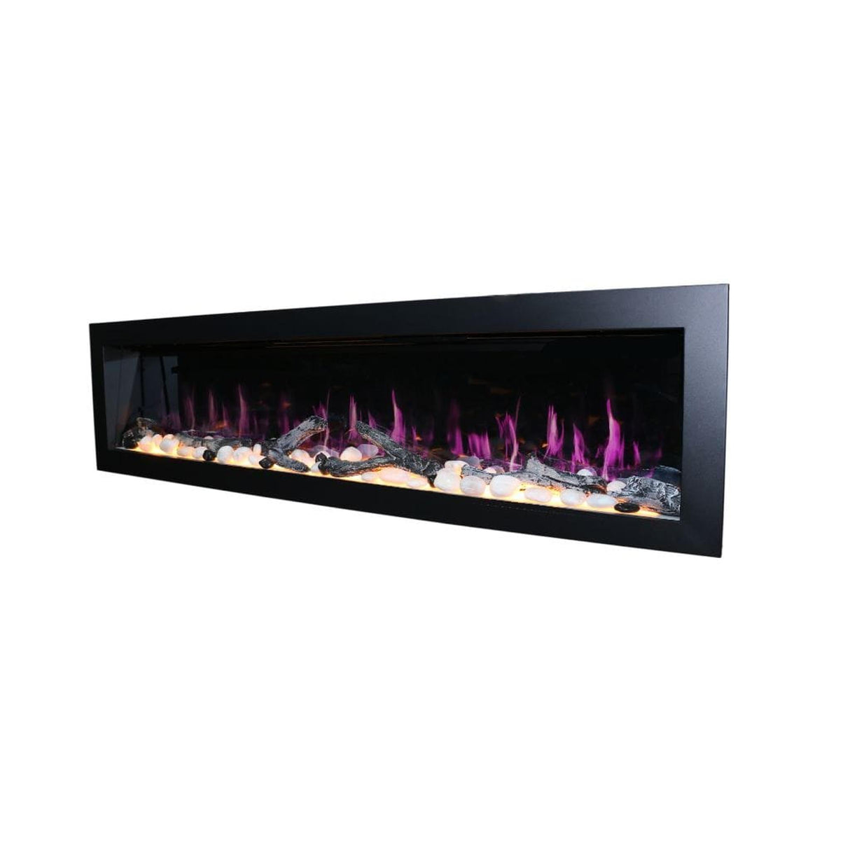 Litedeer Homes Latitude II 68" Smart Electric Fireplace with Multi-flame Style APP Driftwood Log & River Rock ZEF68X