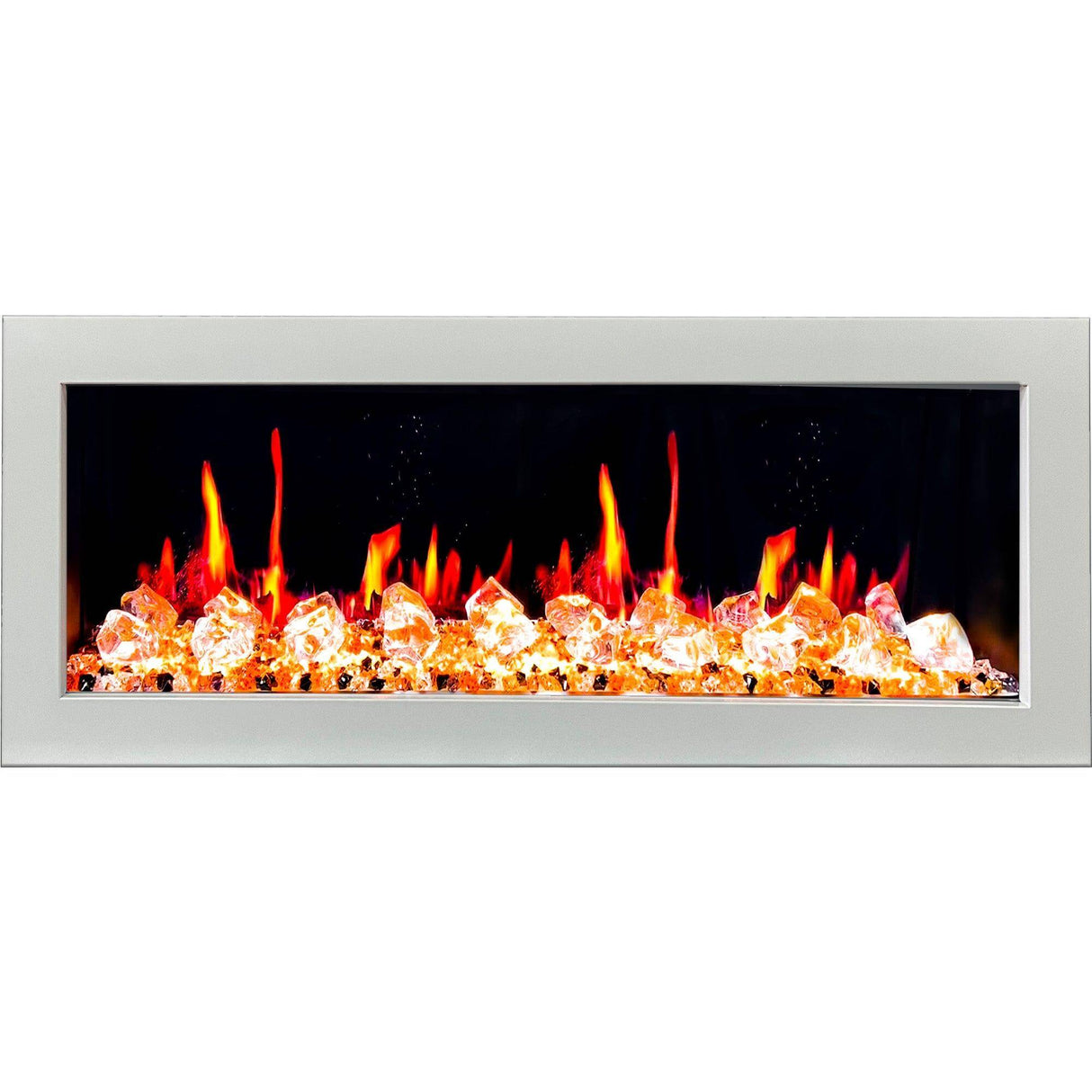 Litedeer Homes Gloria II 48" White Seamless Push-in Wall Mount Electric Fireplace With Crushed Ice Rocks ZEF48XCW