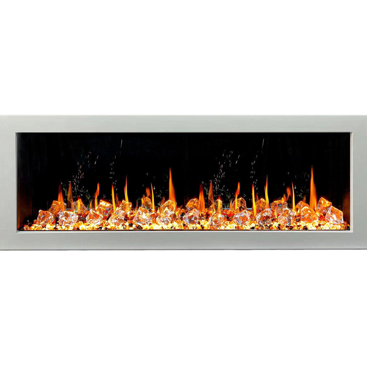 Litedeer Homes Gloria II 58" White Seamless Push-in Wall Mount Electric Fireplace With Crushed Ice Rocks ZEF58VCW
