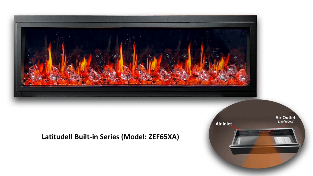 Litedeer Homes Gloria II 58" White Smart App Multi Flame Wall Mount Electric Fireplace With Reflective Amber Glass ZEF58VAW