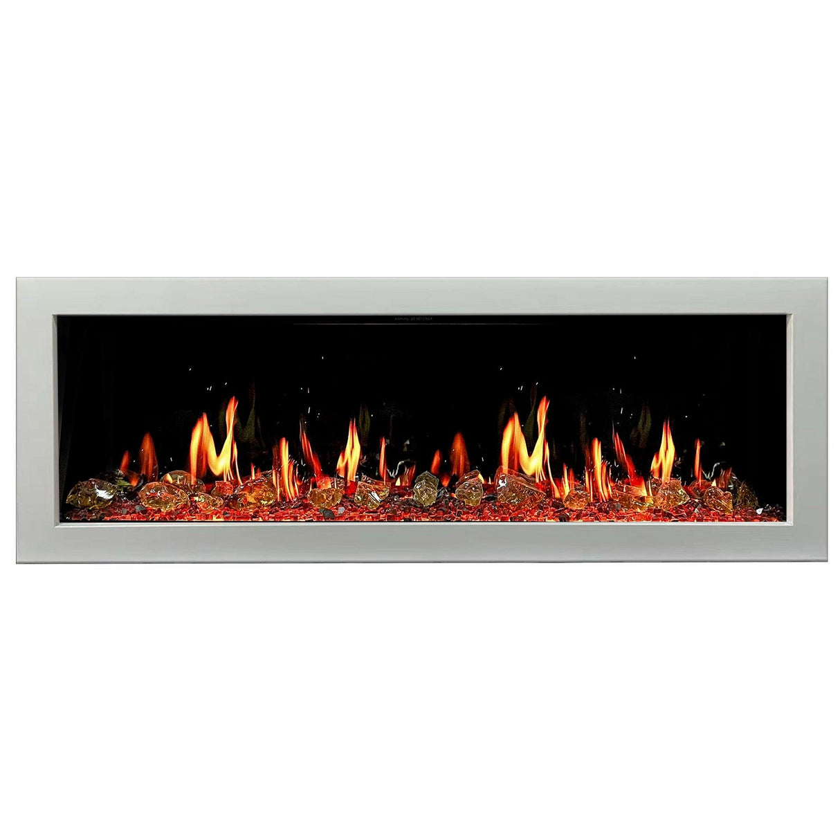 Litedeer Homes Gloria II 68" White Smart App Multi Flame Wall Mount Electric Fireplace With Reflective Amber Glass ZEF68XAW