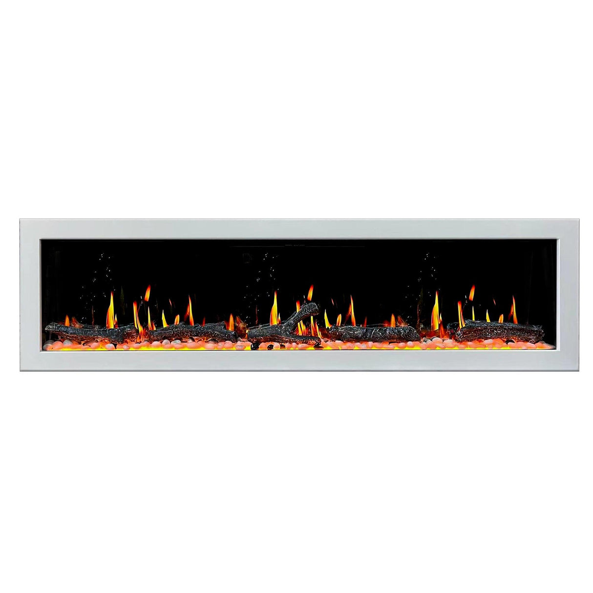 Litedeer Homes Gloria II 78" White Seamless Push-in Wall Mount Electric Fireplace With Crushed Ice Rocks ZEF78VCW