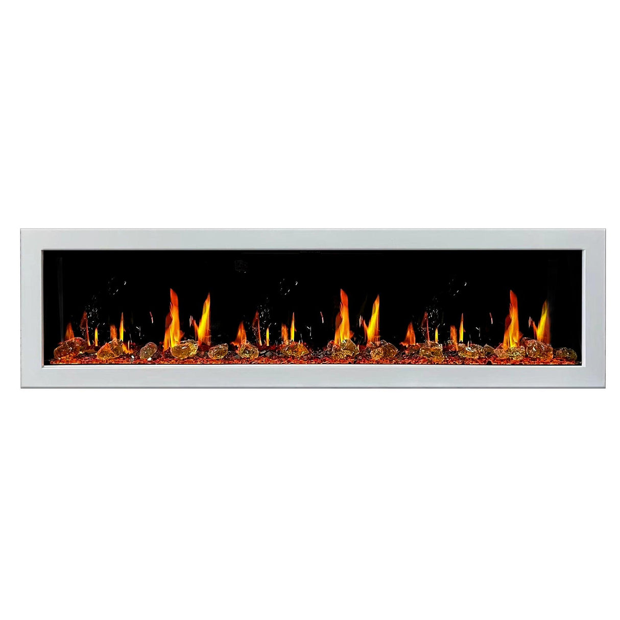Litedeer Homes Gloria II 78" White Smart App Multi Flame Wall Mount Electric Fireplace With Reflective Amber Glass ZEF78VAW