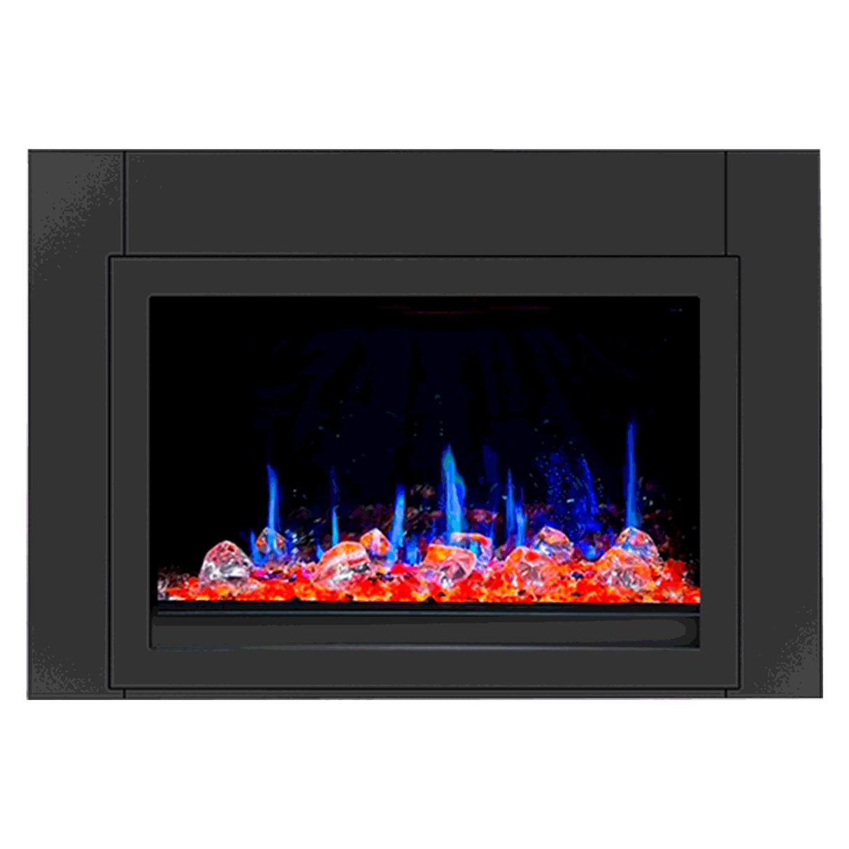 Litedeer Homes LiteStar 38" Black Smart Multi Flame Wall Mount Electric Fireplace Insert With Crushed Ice Rocks ZEF38VC-C