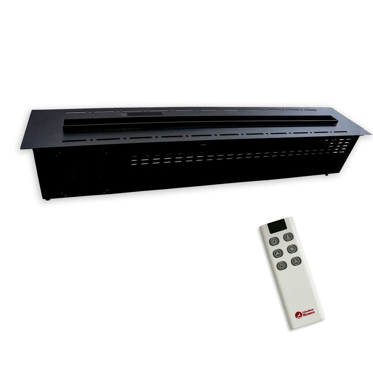 Litedeer Homes Mercury 60" Black Smart Control Water Vapor Electric Fireplace Cassette VEW60